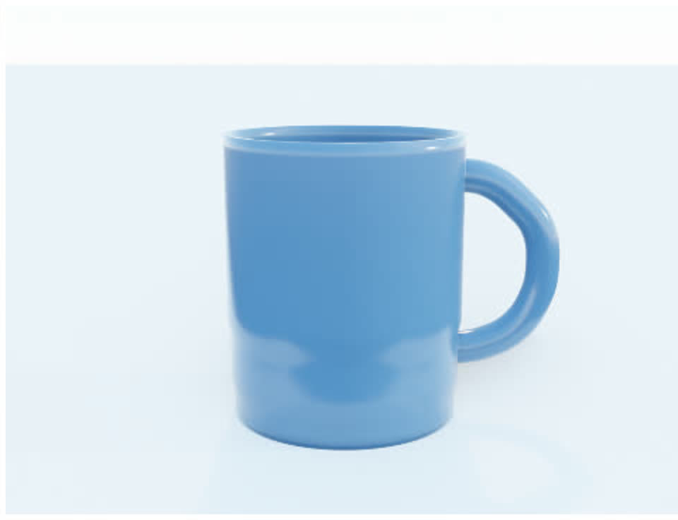 Qookin's Blender model of the mug: a hollow revolved body with a looped handle